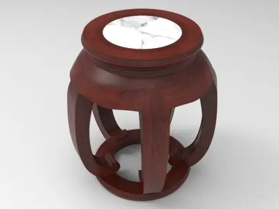 Traditional Chinese Table and stool with PBR textures - set 1 3D model