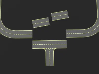 Modular road pack Low-poly 3D model purchase