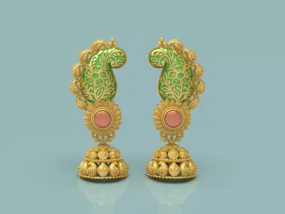 Designer Jhumka Earring - 0013 3D print model