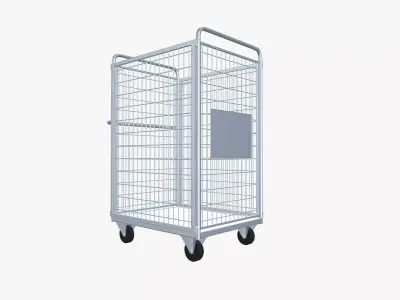 Shopping trolley Low-poly 3D model