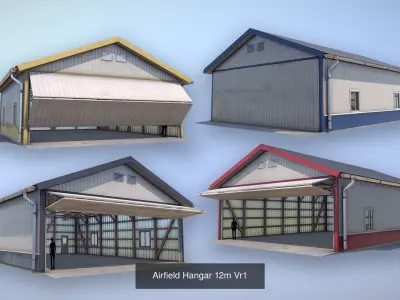 Airfield Hangar 12m 3D Model Collection