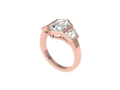 Hexagone 3 Stone Ring 3D print model