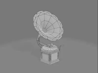 Hexagonal Gramophone Low-poly 3D model