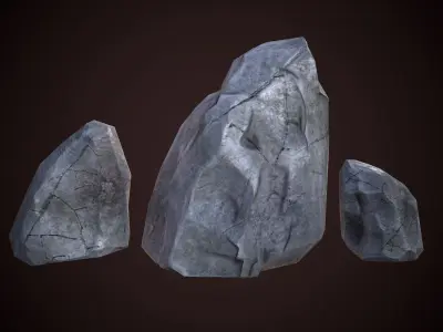 Medieval runic stones Low-poly 3D model