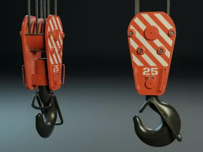 Crane hook block PBR Low-poly 3D model