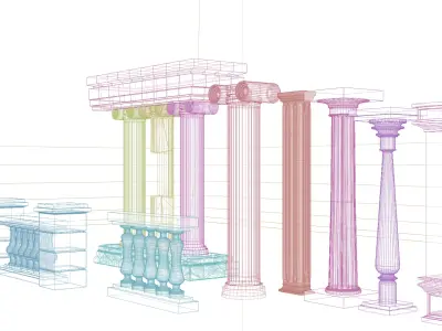 Antique set Pillar  3D model