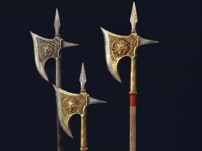 Lion Guard Halberd Low-poly 3D model