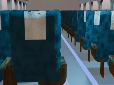 Train Interior Passenger Seats 3D Model Low-poly 3D model