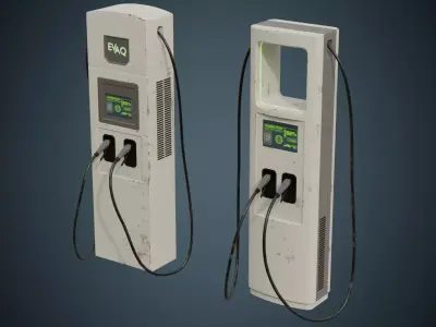 Electric Car Charger 1B Low-poly 3D model