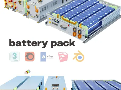 Automotive lithium battery pack - energy storage module 3D model