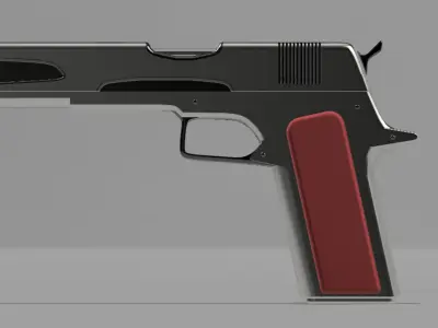 Pistol silver and Free 3D model