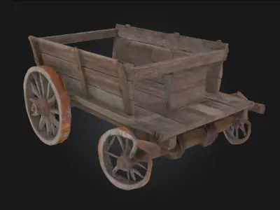 Wooden Pioneer Wagon  Trailblazer of the Frontier 3D model