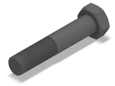 Bolt Partial Thread Hexagonal Head M16x80mm 3D model
