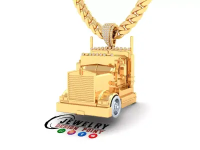 Custom Semi Truck Diamond Pendant - Rig Truck Vehicle Diamond  3D print model