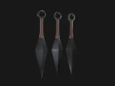 Kunai Low Poly pair of swords Free low-poly 3D model