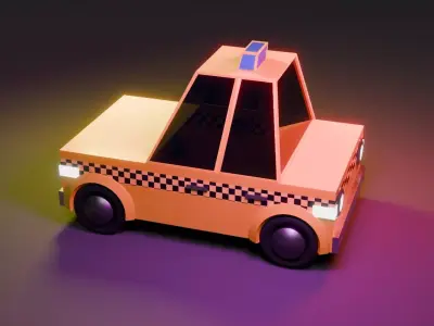 Low-Poly Stylized Taxi Car Low-poly 3D model
