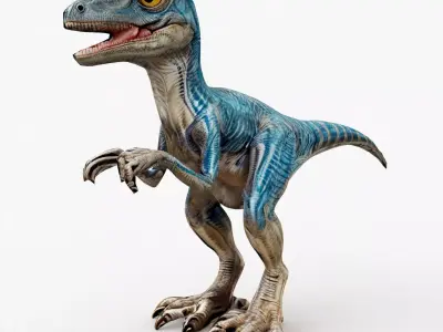 Velociraptor cartoon Low-poly 3D model