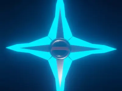 Shuriken 3d model in blue weapon for game assets Low-poly 3D model