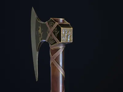Nordic Gold - Silver  Axe  Low-poly 3D model