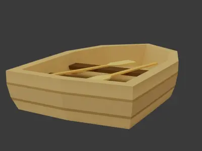 LowPoly boat with oars Free low-poly 3D model