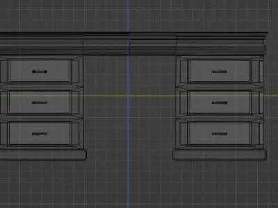 Desk 19th century  Low-poly 3D model