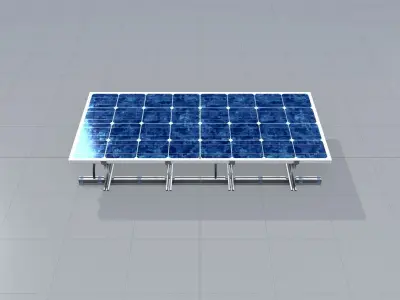 Solar module version 3 2x4m tilt angle 0 degrees with stand Low-poly 3D model