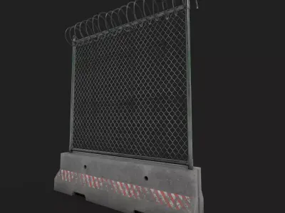 Barricade Fence with Razor Wire 3D model