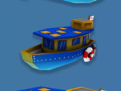 Cartoon Ships Pack Low-poly 3D model