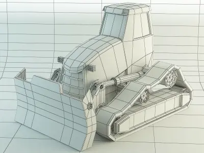 Low Poly Bulldozer 3D model