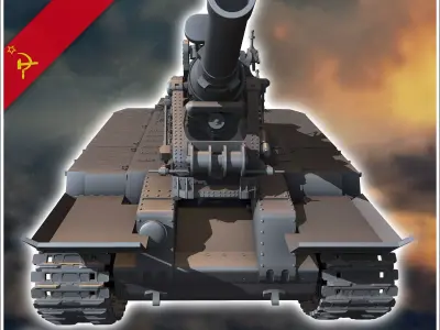 S-51 Self-Propelled Gun - Soviet army WW2 Second World East fron 3D print model