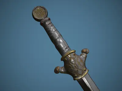 Rusty Celtic Sword  Low-poly 3D model