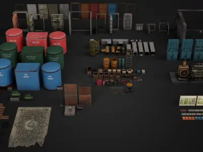 Industrial Underground Props Pack Low-poly 3D model