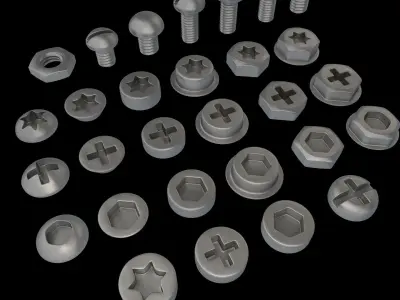 Screw Head Collection 3D model