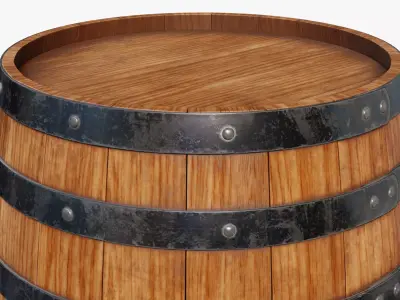Wooden Barrel 02 3D model