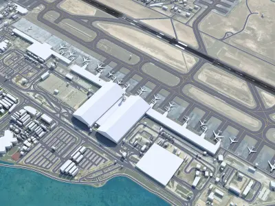 Bahrain Airport 10km Low-poly 3D model