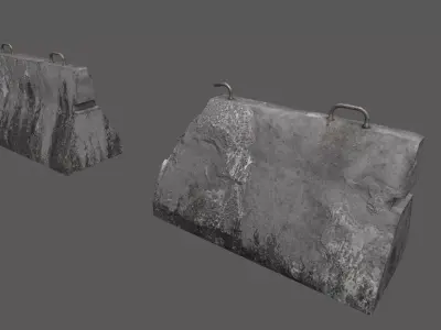 Military Concrete Barrier Low-poly 3D model