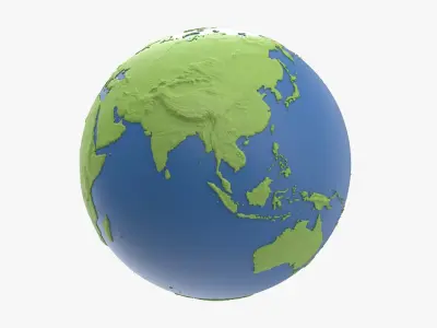  Solid Color Topographic Globe 