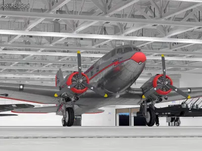 Vintage Propeller Aircraft Douglas DC-3 3D model