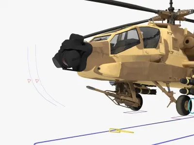 AH64A Apache Helicopter Desert Rigged Low-poly 3D model