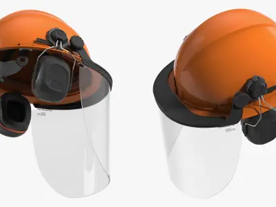  Industrial Safety Helmet with Face Shield Orange 