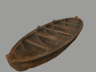 boat 2 old wooden Low-poly 3D model