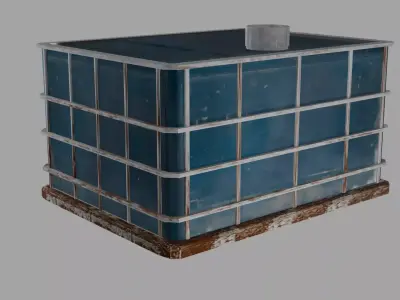 rusty water tanker Low-poly 3D model