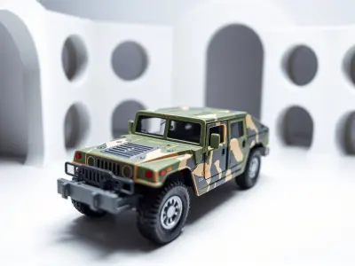Military Hummer Vehicle Camouflage 3D Model Low-poly 3D model