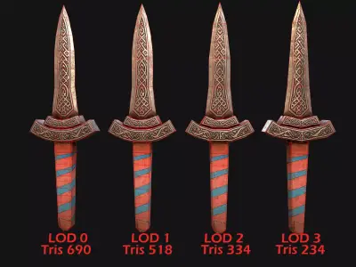 Medieval Dagger Sword Knife Robber Weapon Low-poly 3D model