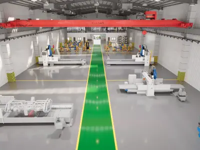 Factory Building - Warehouse Low-poly 3D model