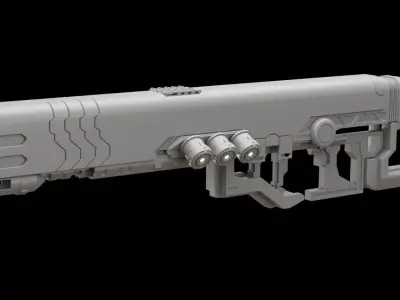 Mecha hard surface assault rifle 3D model purchase