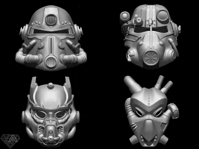 Fallout Helmets set 3D print model