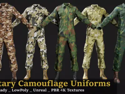 Military Camouflage Uniforms Vol 01 Low-poly 3D model