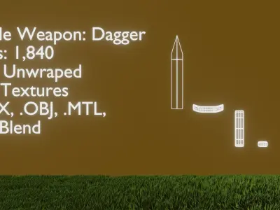 Simple Fantasy Dagger Low-poly 3D model