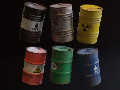 Old Metal Barrels Low-poly 3D model purchase